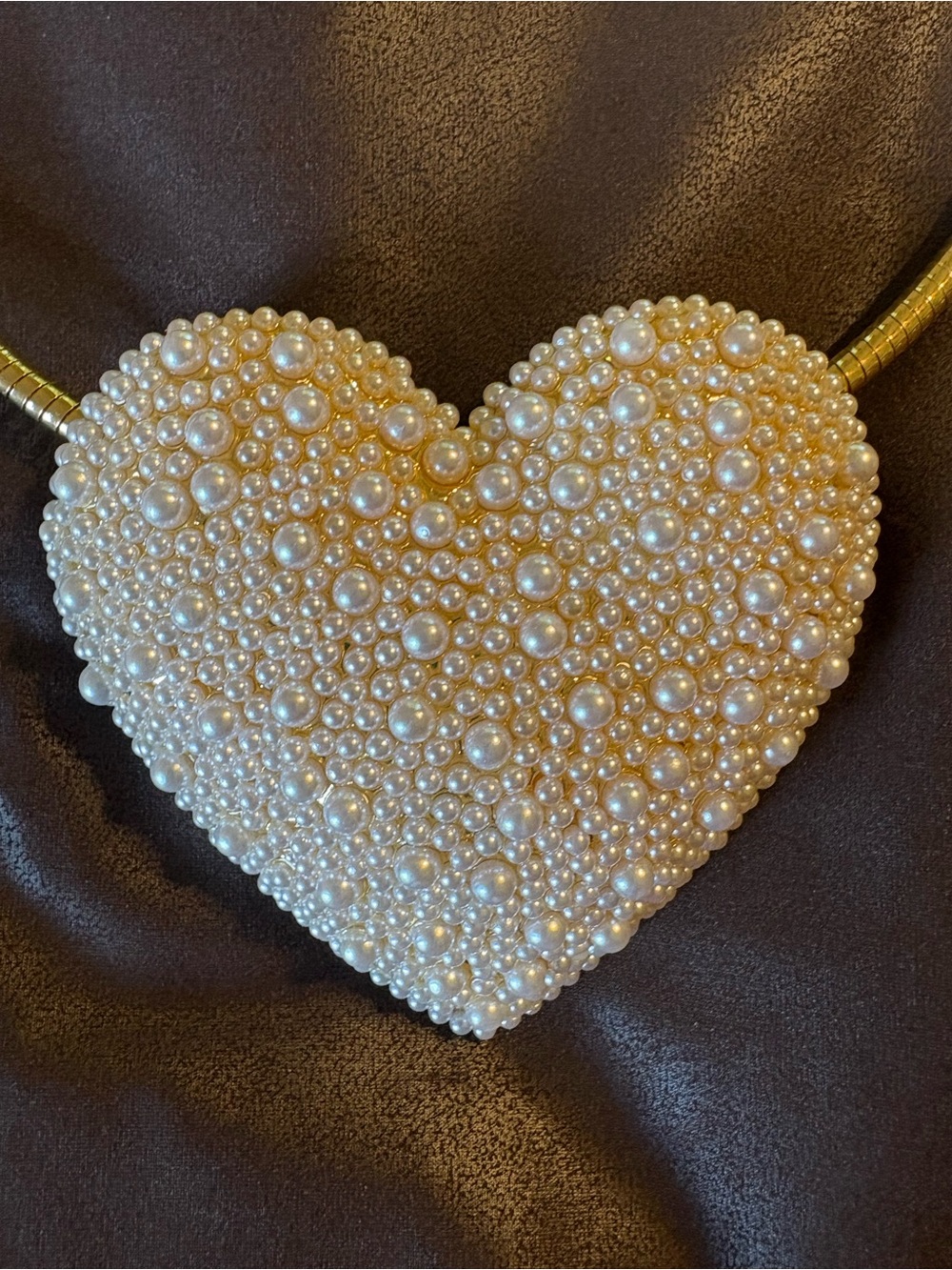 Natasha Couture Pearl-Beaded Heart Key & Card Holder - Cream